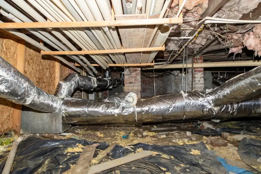 Air duct in crawl space
